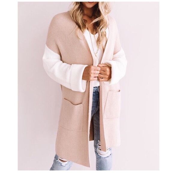 COLOR Block Open Knit Cardigan - Picture 6 of 10